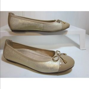 VIONIC Minna Metallic Brown/Gold Leather Dress Slip-On Flat Women's 9.5